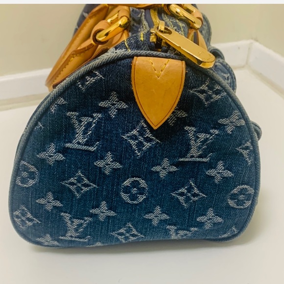 Louis Vuitton 2005 blue monogram denim Neo speedy handbag M95019 A++ Conditionπ - Picture 8 of 12